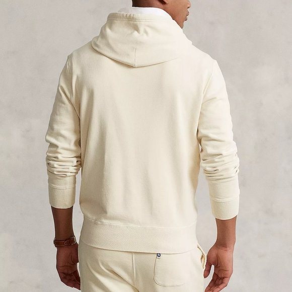 Polo Ralph Lauren Men's Oversized Pullover Hoodie Garment Washed Fleece Ecru XL - Picture 2 of 7